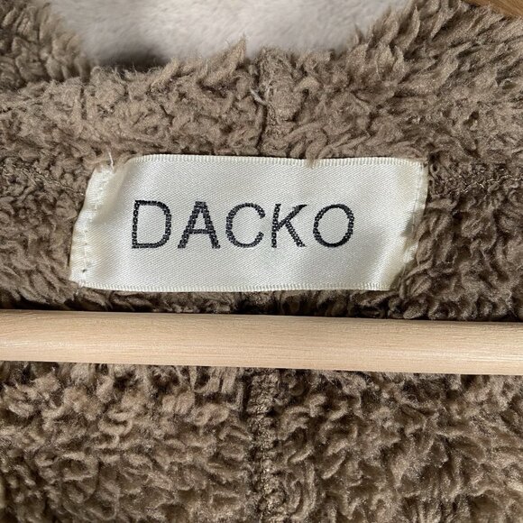 DACKO Israeli Brand Teddy Sherpa Jacket Womens O/S Brown Hooded Cozy Plush Cabin - Picture 5 of 14